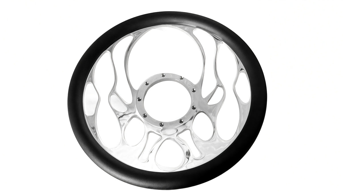 14＂ Half Aluminum with Leather Wrap/Full Aluminum Billet Steering Wheel，9 Hole，Style 04