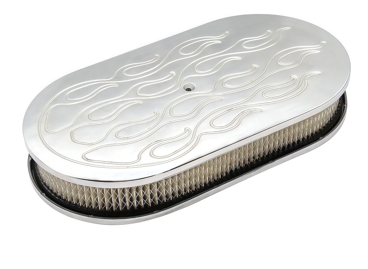 15“ x 2“ Oval Flame Air Cleaner W/ Element，Black