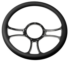 14＂ Half Aluminum with Leather Wrap/Full Aluminum Billet Steering Wheel，9 Hole，Style 15