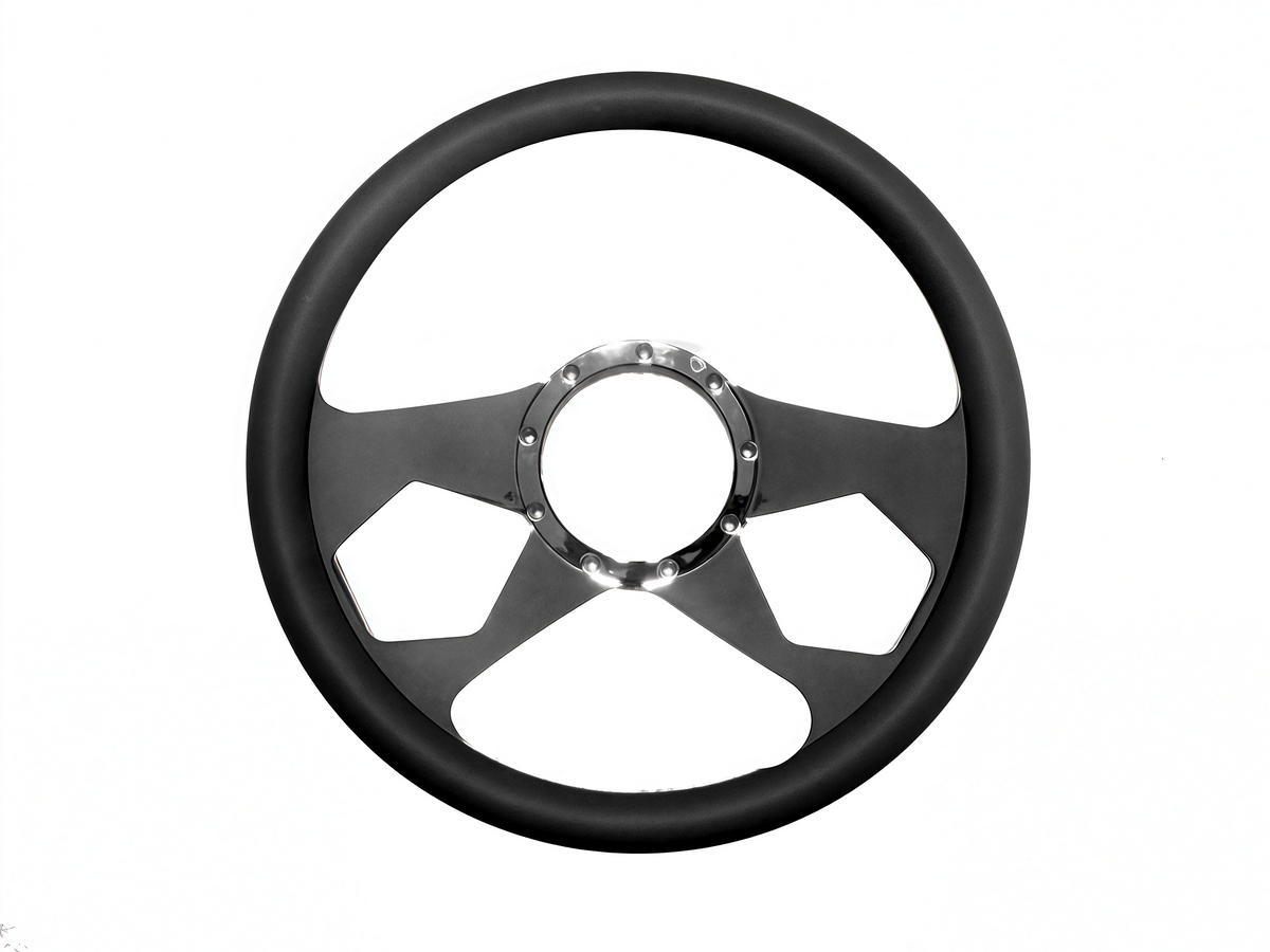 14＂ Half Aluminum with Leather Wrap/Full Aluminum Billet Steering Wheel，9 Hole，Style 08