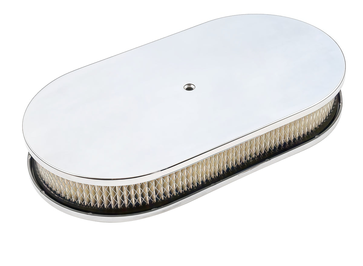 15“ x 2“ Oval Smooth Air Cleaner W/ Element，Polished