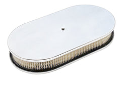 15“ x 2“ Oval Smooth Air Cleaner W/ Element，Polished