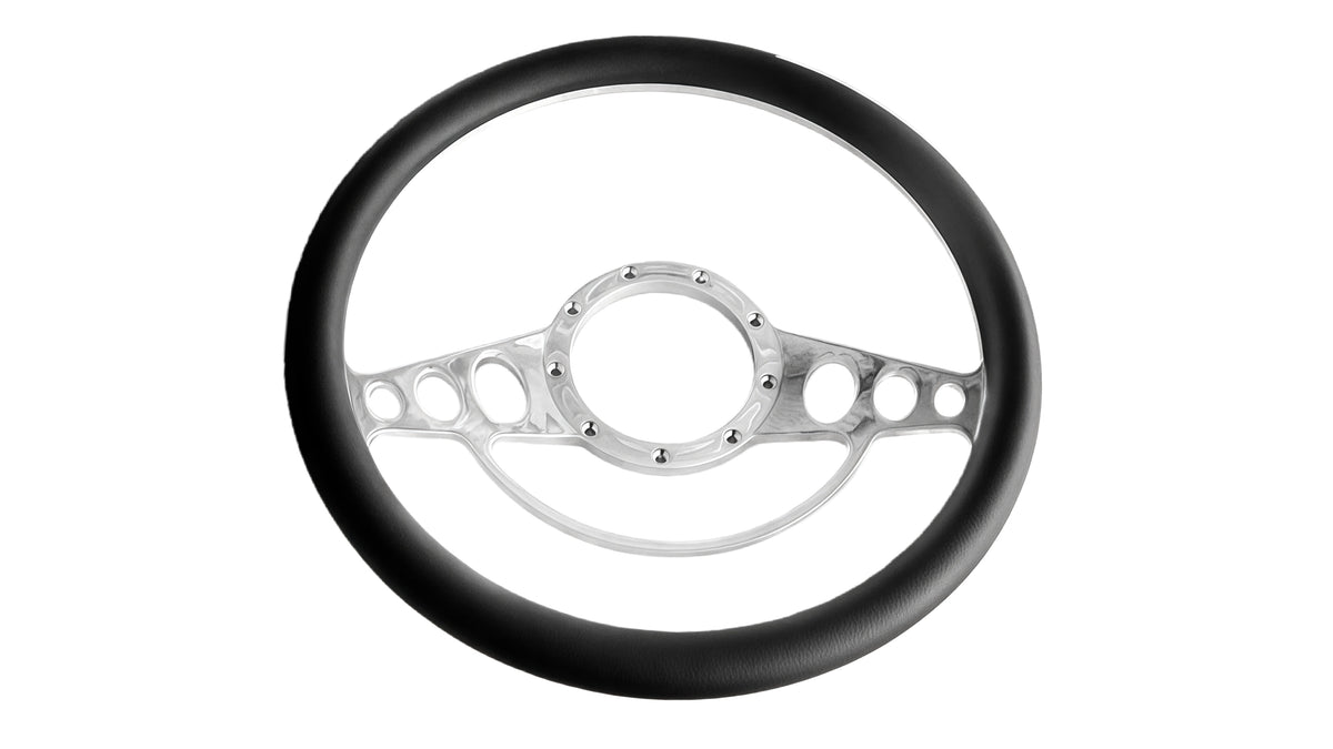 14＂ Half Aluminum with Leather Wrap/Full Aluminum Billet Steering Wheel，9 Hole，Style 16