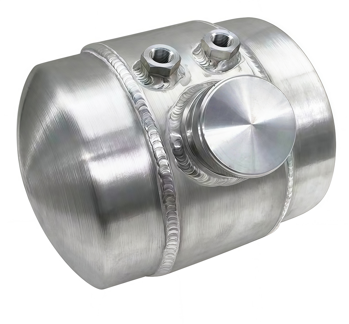 2 Gallon Round Spun Aluminum Fuel Tank， 11.65＂ x 8.5＂