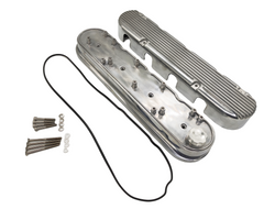 GM LS SBC Finned Cast Aluminum 2 PC Valve Covers w/ Coil Mounts & Cover