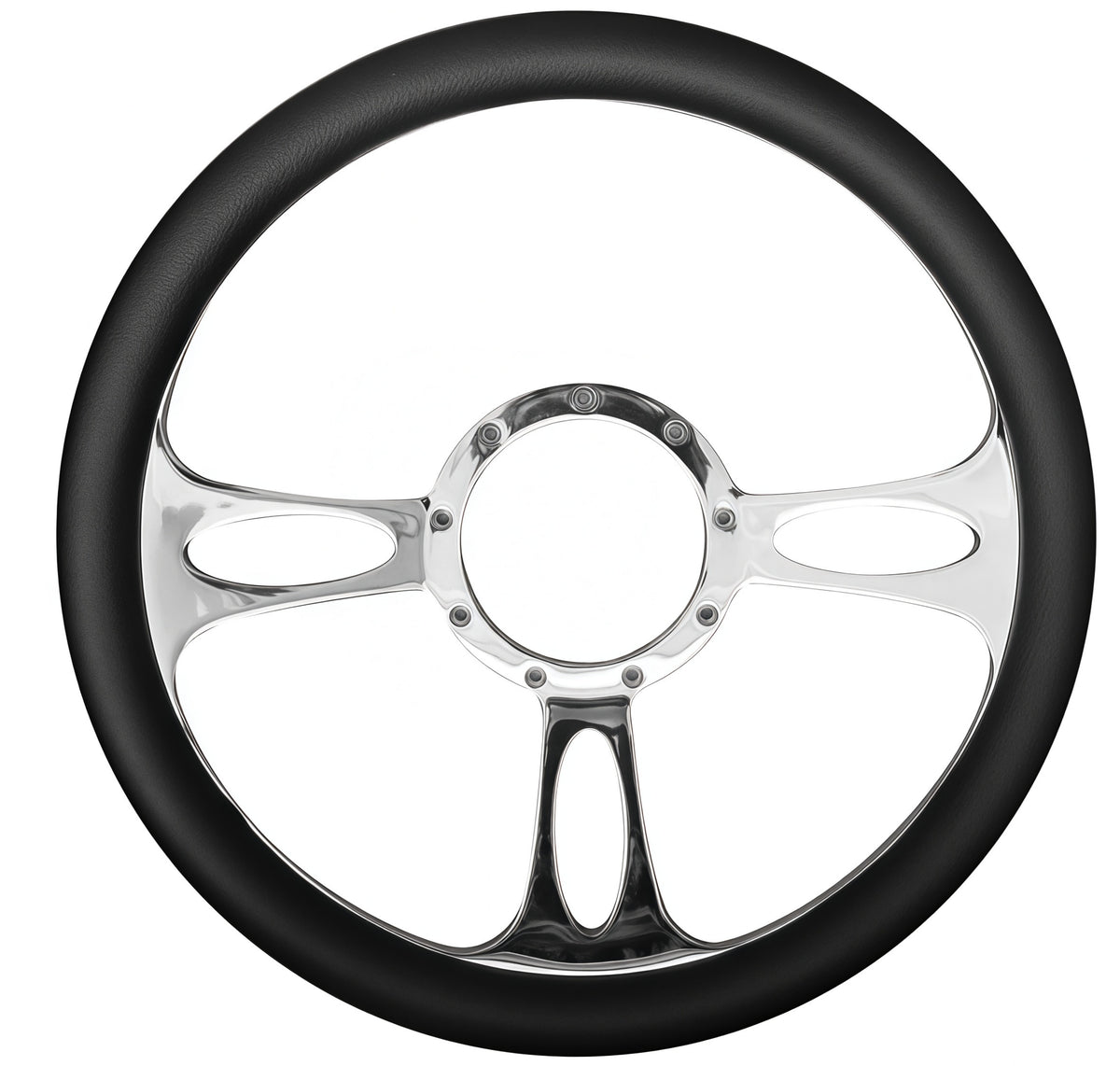 14＂ Half Aluminum with Leather Wrap/Full Aluminum Billet Steering Wheel，9 Hole，Style 24