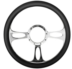 14＂ Half Aluminum with Leather Wrap/Full Aluminum Billet Steering Wheel，9 Hole，Style 24