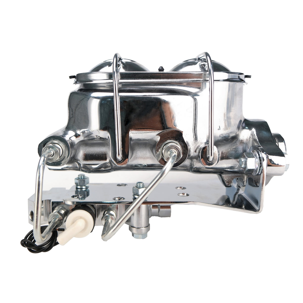 Universal Chrome Dual Bail Master Cylinders w/ Bottom Mount Disc/Disc Proportioning Valves
