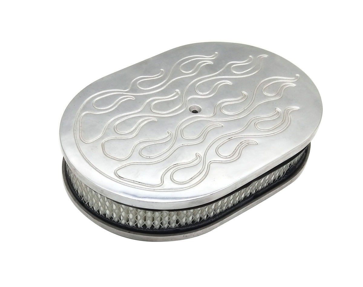 12“ x 2“ Oval Flame Air Cleaner w/ Element，Polished