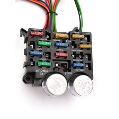 12 Circuit New Style XL Wire Braided Shield Universal Wire Harness 14 Fuse 12V