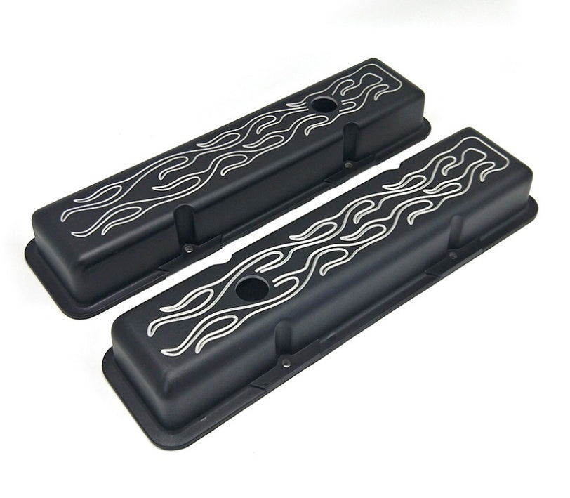 Tall/Short Aluminum Flame Valve Cover 1958-86 SBC With Hole