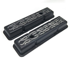 Tall/Short Aluminum Flame Valve Cover 1958-86 SBC With Hole