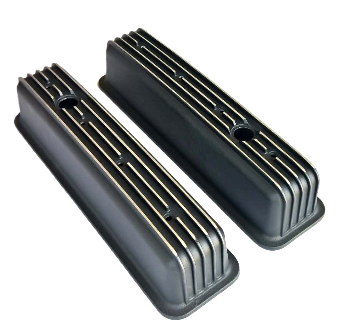 Tall Aluminum Finned Valve Cover 1987 up SBC 305-350 Center Bolt w/ Hole