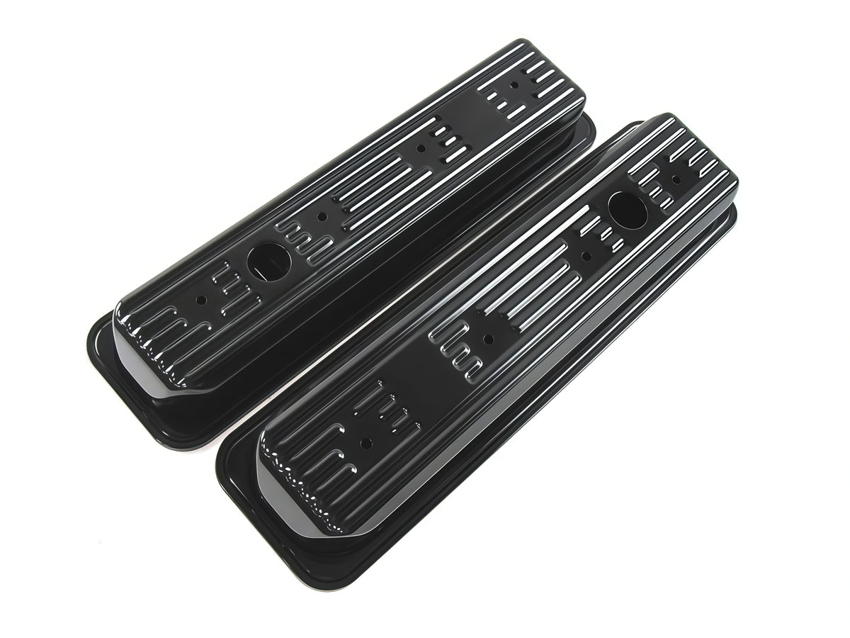 Tall/Short Aluminum Ball Milled Valve Cover 1987-97 SBC 305-350 Center Bolt w/ Hole