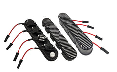 GM LS SBC Finned Cast Aluminum 2 PC Valve Covers w/ Ignation Coil & Spark Plug Wires