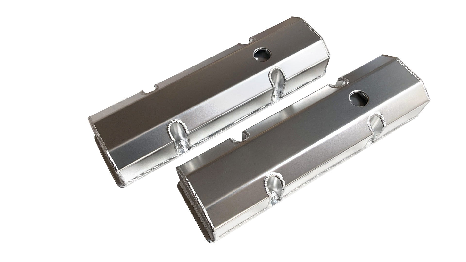 Finned Aluminum Short Valve Covers For Small Block Chevy – SBC 305 350 400 – Black Nostalgic Look - View #4