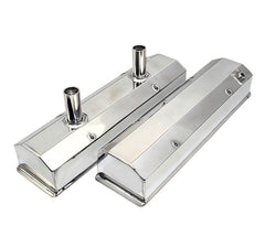 1958-87 SBC Fabricated Tall Aluminum Circle Track Valve Cover Long Bolts Silver Anodized