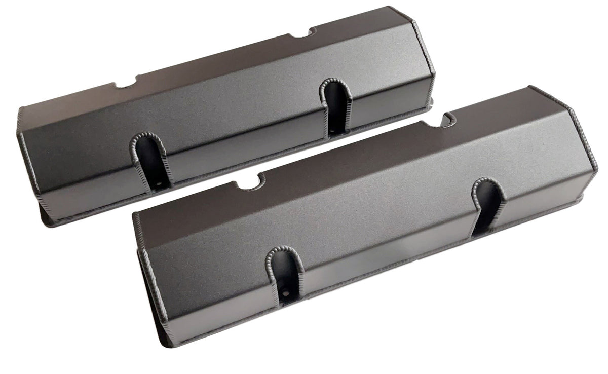 1958-87 SBC Fabricated Tall Aluminum Valve Cover Vaulted Short Bolts