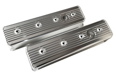 87-Up SBC Fabricated Tall Aluminum Center Bolt Finned Valve Cover With Hole/Without Hole