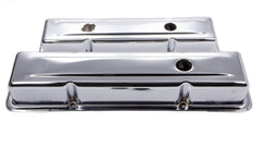1978-56 SBC Chevy 350-400 Chrome Short Steel Valve Covers w/ Oil Cap Hole