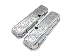 1965-95 Big Block Chevy 396-502 Tall/Short Steel Baffled Flamed Valve Cover， Chrome
