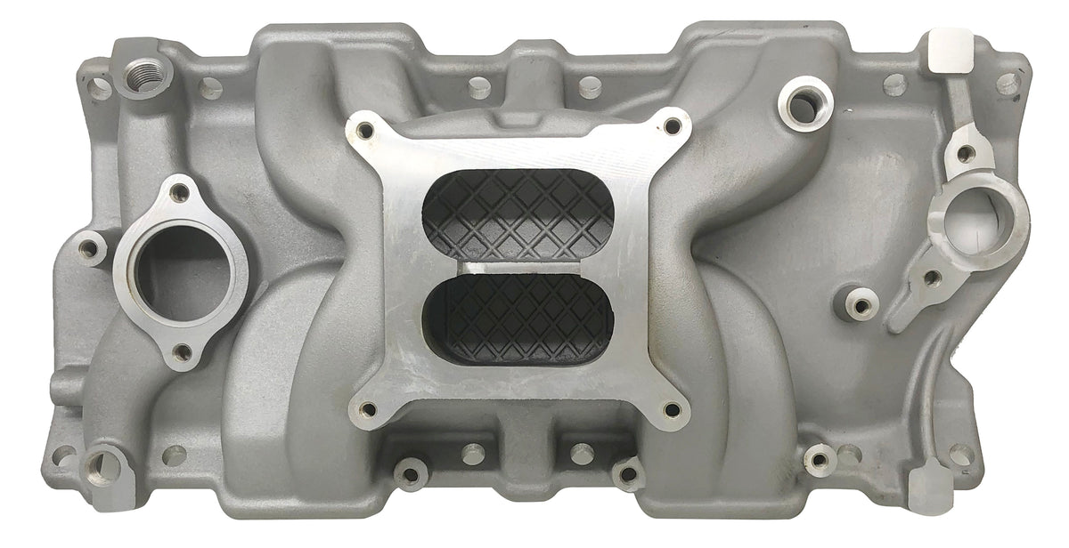1957-95 Small Block Chevy 265-400 Dual Plane Non-Egr Intake Manifold， Idle-5500 RPM， Square Bore
