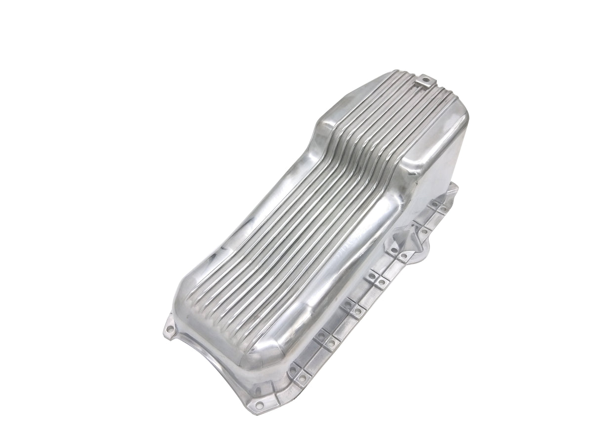 Cast Aluminum Finned Oil Pan 86 up SBC Cherolet 283-400 Dipstick on Passenger Side