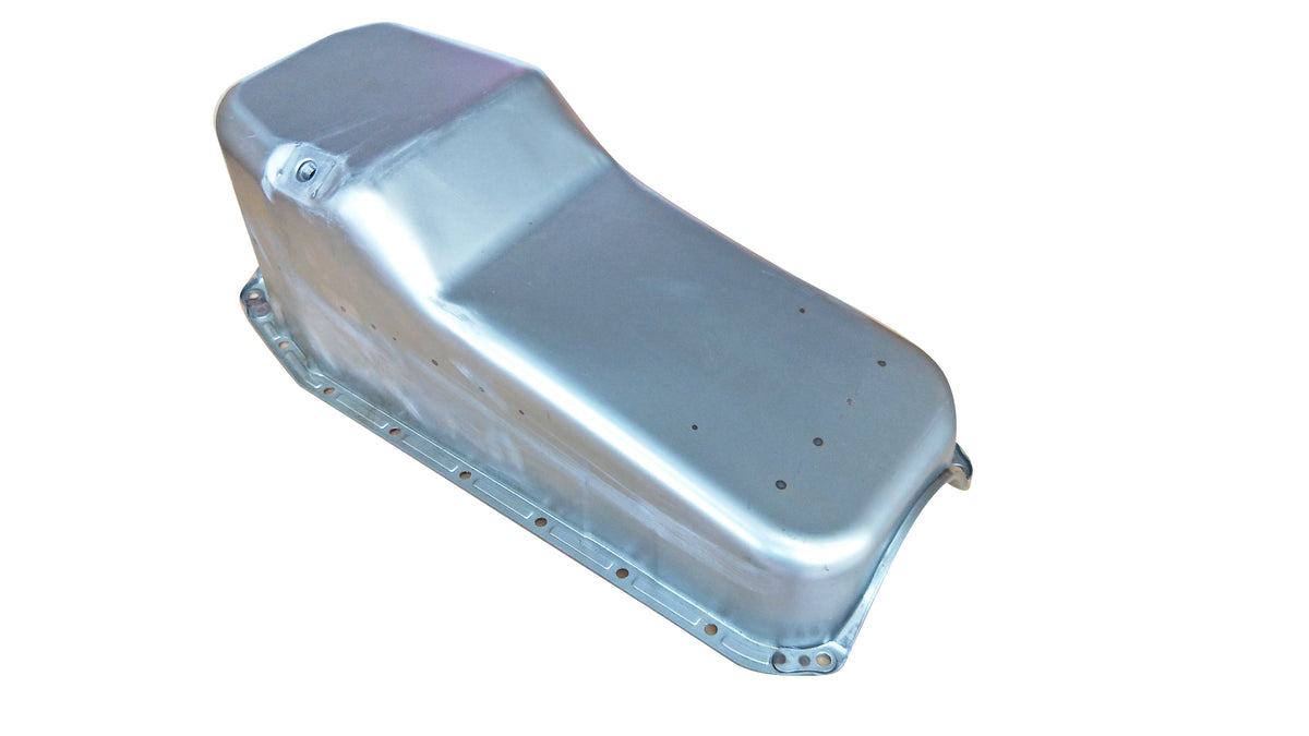 Steel Stock Oil Pan 1980-85 SB Chevy 283-350 V8 Oil Pan - Passenger Side Dipstick