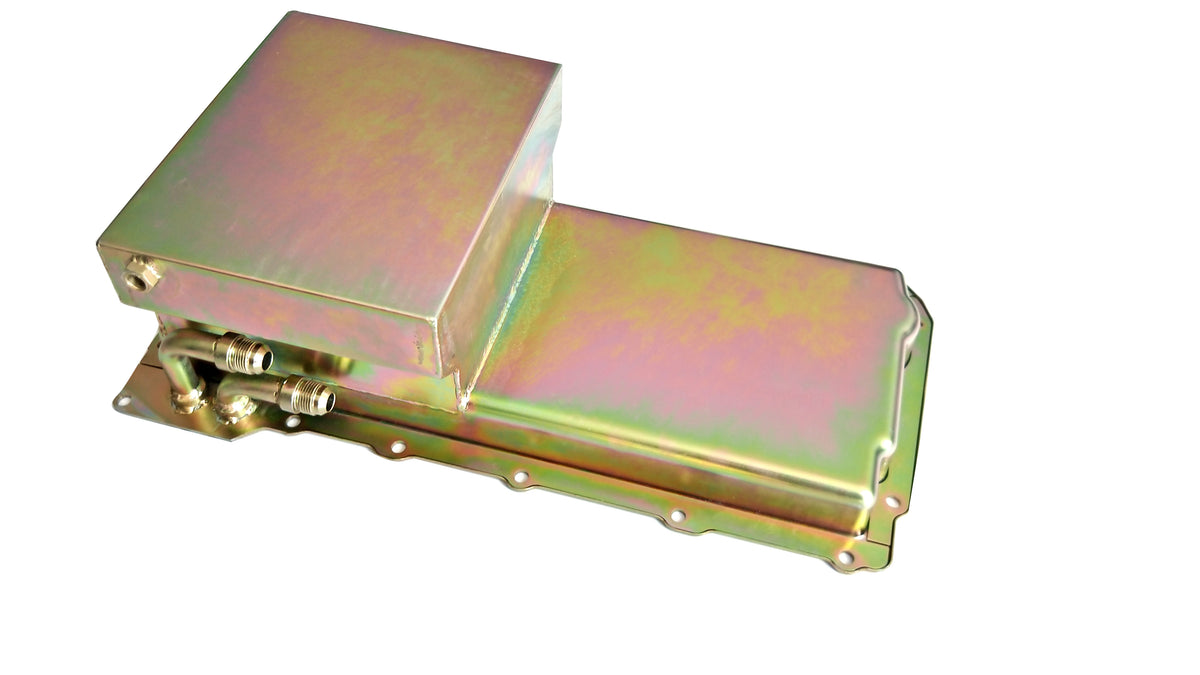 Steel GM LS Oil Pan， 7 Quart， 90 Degree Fitting