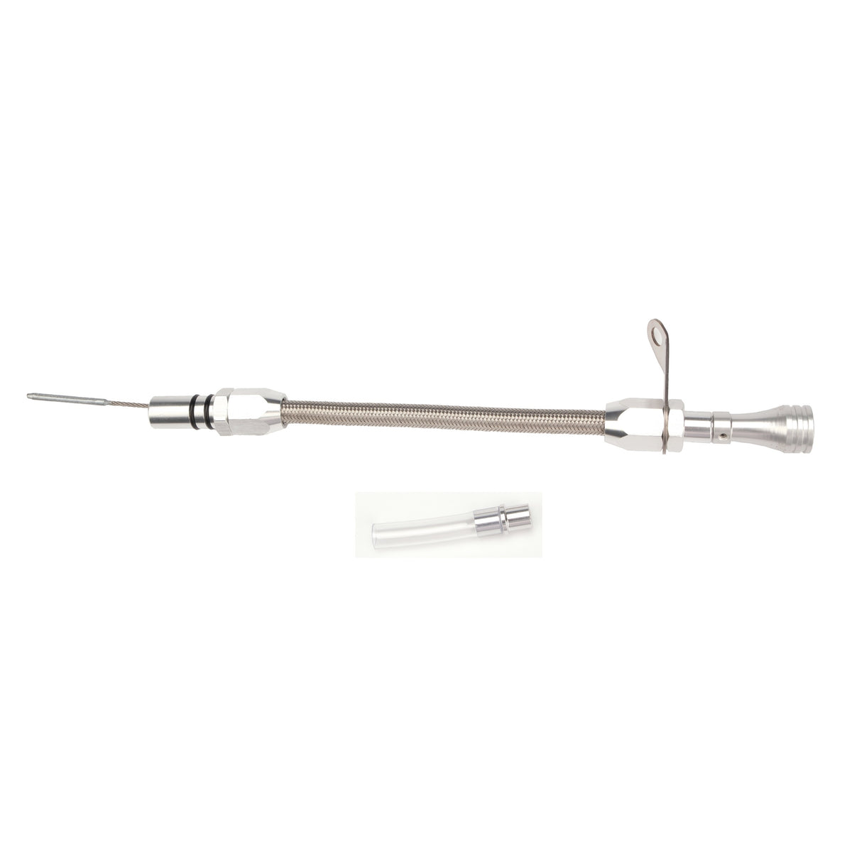 For Ford C6 Bell Housing Mount Flexible Braided Transmission Dipstick