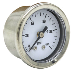 1-1/2＂ 0-15psi White/Balack Face Gauge Liquid/No Liquid Filled Fuel Pressure Gauge