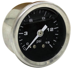 1-1/2＂ 0-15psi White/Balack Face Gauge Liquid/No Liquid Filled Fuel Pressure Gauge