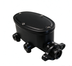 Universal Cast Aluminum Oval Tandem Master Cylinder 1" Bore, 9/16" & 1/2" Ports on Left Side